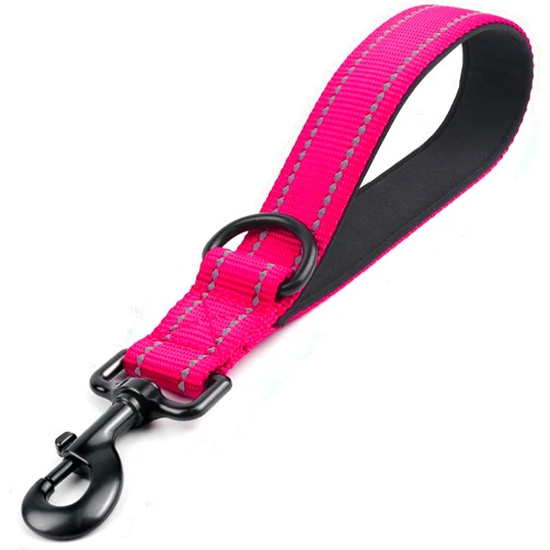 Joytale Strong Short Dog Leash 12 Inch, 1.2 Inch Wide Heavy Duty Traffic Leash for Dogs with Padded Handle, Short Leash for Dog Training Control, Reflective Leashes for Medium and Large Dogs,Hot Pink