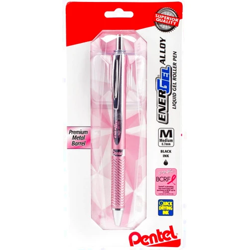 Pentel PINK BCA EnerGel Alloy RT Premium Liquid Gel Pen, (0.7mm), Medium Line, Pink Barrel, Black Ink, 1 Pack (BL407PBPA)