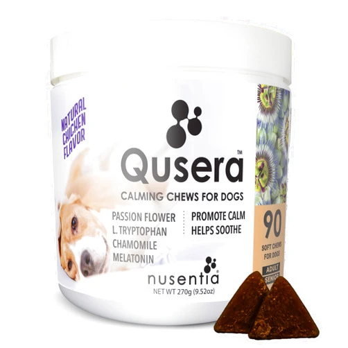 NUSENTIA Qusera Calming Dog Chews (90ct), Natural Calming Aid for Dogs, Vet Formulated, 30 Day Supply