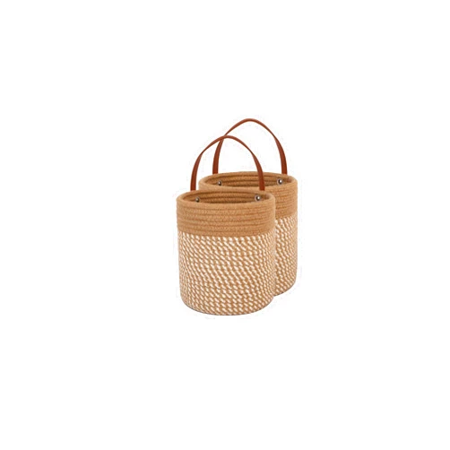 CottRabbit Cotton Hanging Basket, Small Woven Hanging Rope Basket Flower Plants Wall Basket Décor Hanging Planters for Indoor Plants