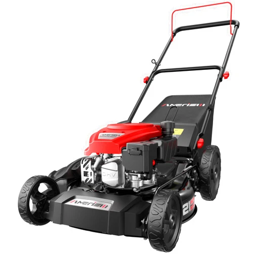 AMERISUN 21-Inch 3IN1 Gas Push Lawn Mower, 144cc 4-Cycle OHV Engine, Mulch/Bag/Side Discharge, 6-Position Height Adjustment, Steel Deck Walk-Behind Mower for Small to Medium Yards