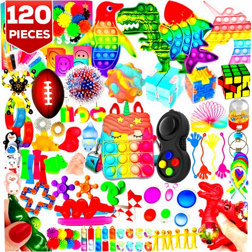 TwCare 120 Pcs Fidget Toys Pack, Pop Sensory Party Favors Set Gifts for Kids Adults Boy Girl Stocking Stuffers Autistic Bulk Goodie Bag Filler Treasure Box Classroom Prizes School