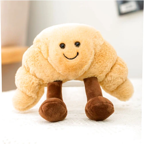 XIZHI Toast Bread Plush Toy Cute Croissant Plush Stuffed Funny Food Plushies Pillow Toy fors Gifts for Kids Birthday (Croissant)