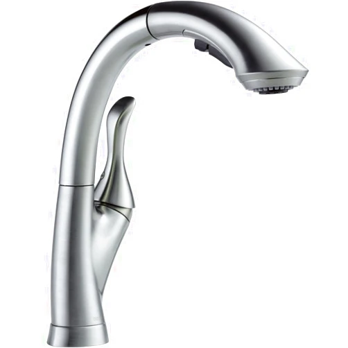 Delta Faucet Linden Single-Handle Kitchen Sink Faucet with Pull Out Sprayer, Arctic Stainless 4153-AR-DST