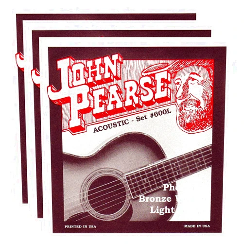 John Pearse Acoustic Strings Phosphor Bronze Light 12-53 (3 Pack Bundle)