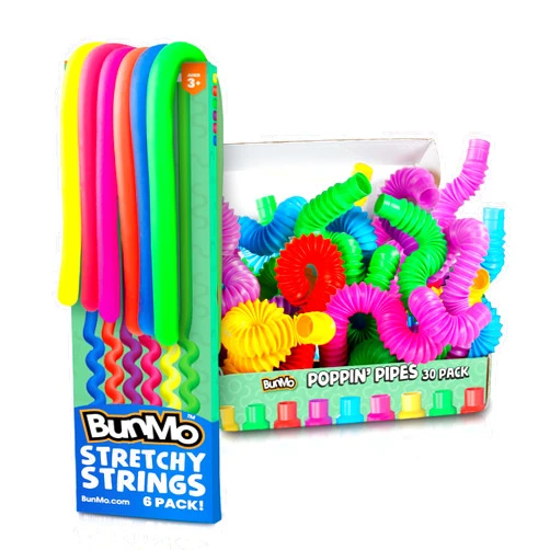 BunMo Bundles: Pop Tubes & Stretchy Strings - Sensory Toys for Toddlers - Toddler Toys - Stimulating Sensory Toys for Kids with Autism - Fidget Toy for Anxiety - Connect, Stretch, Twist & Pop
