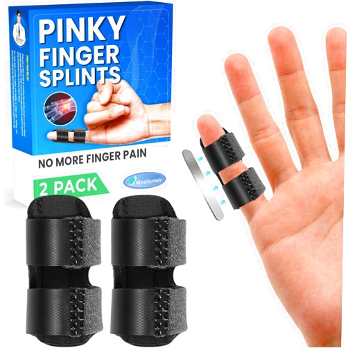 MEDILYMER Pinky Finger Splint (2 Pack) Trigger Finger Brace for Kids, Small, Pinky Splint, Pain Relief, Knuckle Immobilization, Arthritis, Mallet Finger, Fits Thumb, Ring, Pinkie, Little Fingers