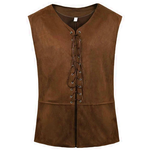 frawirshau Men's Medieval Renaissance Vest Costume Pirate Gothic Steampunk Waistcoat
