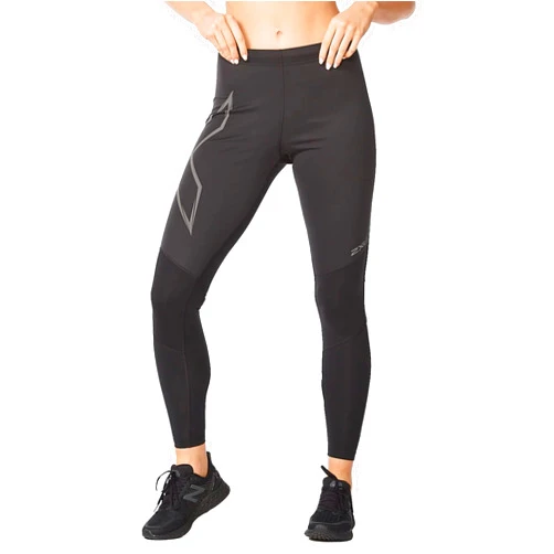 2XU Women's Ignition Shield Compression Tights - Powerful Support & Warmth - Black/Black Reflective