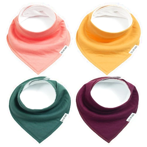 Dollarbaby Bandana Drool Bibs 4 Pack Solid Color Baby Bibs for Boys, Girls, Unisex for Teething and Drooling