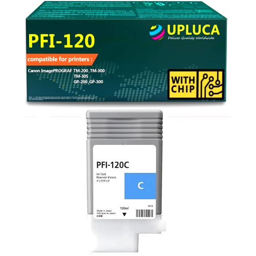 UPLUCA PFI-120 PFI120 Ink Cartridges Compatible with Canon PFI-120 PFI-120C Work for Canon ImagePROGRAF TM-200 TM-205 TM-250 TM-300 TM-305 TM-355 TM-350 GP-200 GP-300 Printer, 130ML (1-Pack, Cyan)