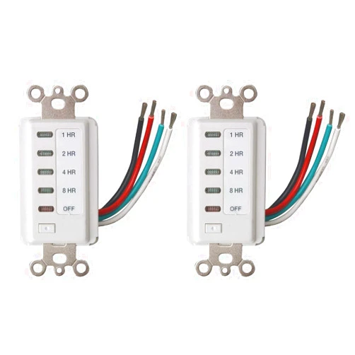 Teklectric Bathroom Fan Auto Shut Off 1/2/4/8 Hour Preset Countdown Wall Switch Timer - White (2)