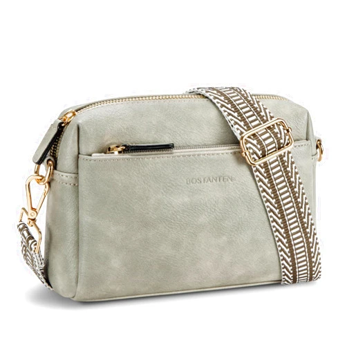 BOSTANTEN Small Crossbody Purse for Women Triple Zip Cell Phone Leather Handbag with Colored Shoulder Strap