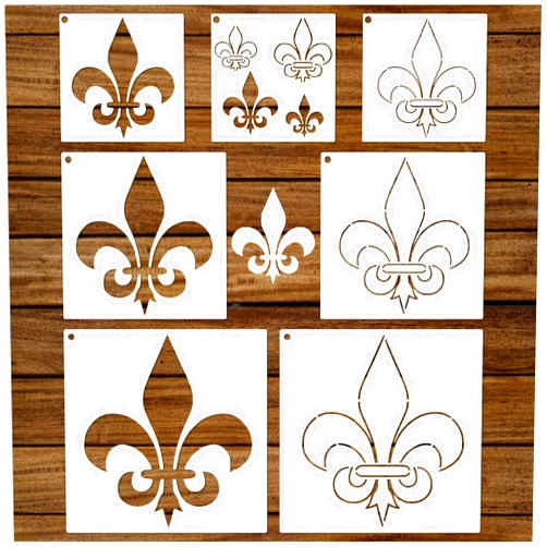Yhslmh Fleur De Lis Stencils for Painting on Wood Canvas Paper Fabric Cookie Flower Paint Stencil for Crafts Adult Art Projects Drawing Reusable Burning Pattern for Wall Decorating (Fleur de lis)