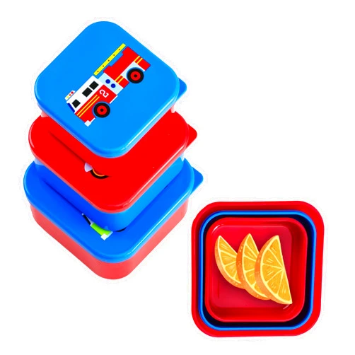 Wildkin Nesting Food Containers for Kids – Stackable, Airtight & Dishwasher Safe - Set of 3 - Heroes