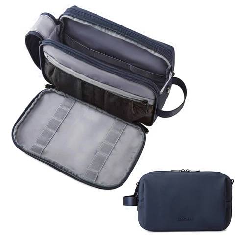 BAGSMART Toiletry Bag for Men, Travel Toiletry Organizer Dopp Kit Water-resistant Shaving Bag for Toiletries Accessories, Door Room Essentials, Nary Blue