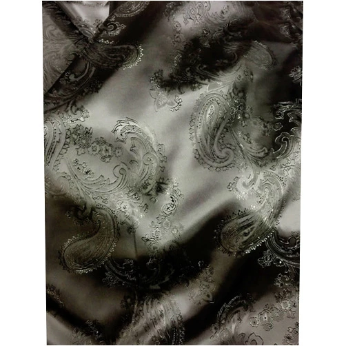 Liv-in-G-Fabrics Black Paisley Brocade Viscose Rayon Fabric Non-Static Fabric Material