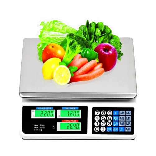 EASIGO Digital Weight Price Scale Electronic Price Computing Scale LCD Digital Commercial Retail Food Meat Weight Scales, Upgraded Version (66LB)