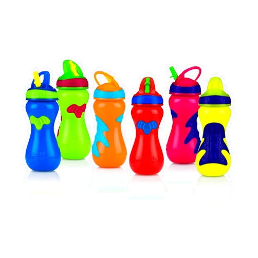 Nuby Flip-It Top Gator Grip Plastic Sipper, 15 Ounce, Colors May Vary