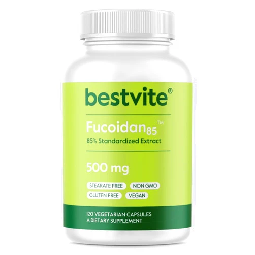 BESTVITE Fucoidan Extract 500mg (Standardized to 85% Fucoidan) (120 Vegetarian Capsules) No Fillers - No Stearates - No Flow Agents