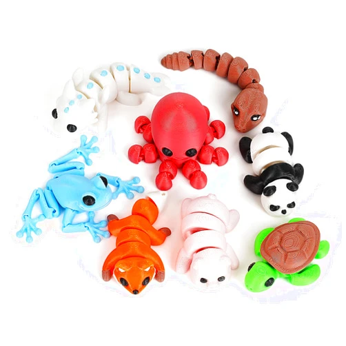 SHUWND Mini Animals Figures Set,3D Printed Little Animals Articulated Flexible Fidget Toy,Tiny Animals Figurines Exquisite Cute Pet Toy,Little People Christmas Toy Sets (8pc)