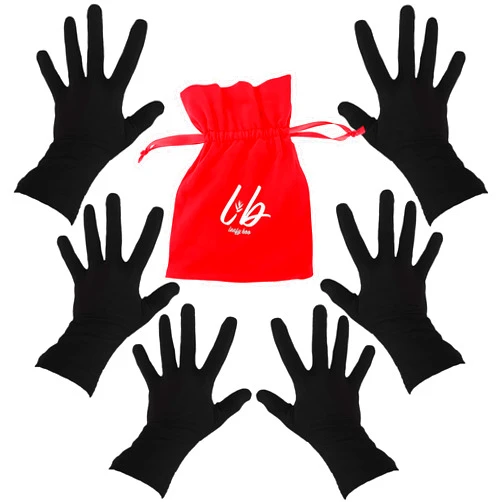 LEAFY BOO Bamboo Gloves for Eczema, Black, Small, Women, Dry Hands, Overnight Moisturizing Gloves, 3 Pairs