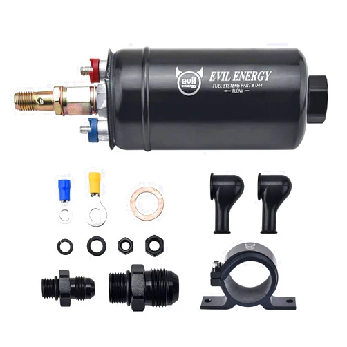 EVIL ENERGY External Inline Fuel Pump Electric 300LPH High Flow 12V with 60MM Bracket Clamp