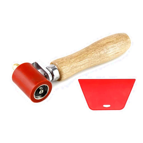 Zimpty ZY351 Seam Roller, 40mm Silicone Seam Roller Wallpaper Tool for PVC/TPO/EPDM Single Ply Roofing Tape with Wallpaper Smoothing Plastic Hard Scraper Combo (Silicone Seam Roller)