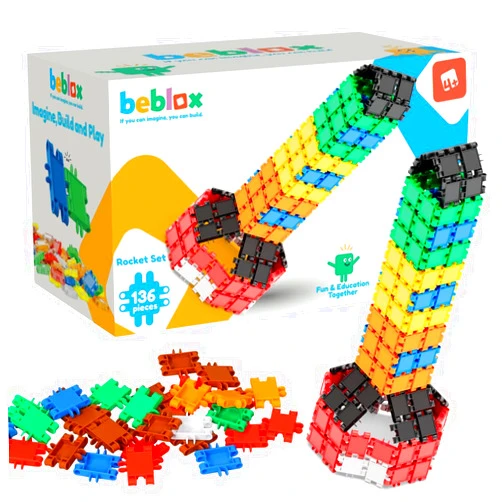BEBLOX Building Blocks Rocket Set - Building Toys for Kids Ages 4-8 - Learning & Educational Fun Stem Toys - Birthday Gifts for Boys & Girls Age 4 5 6 7 8 9 10 11 & 12 Year Old Toys
