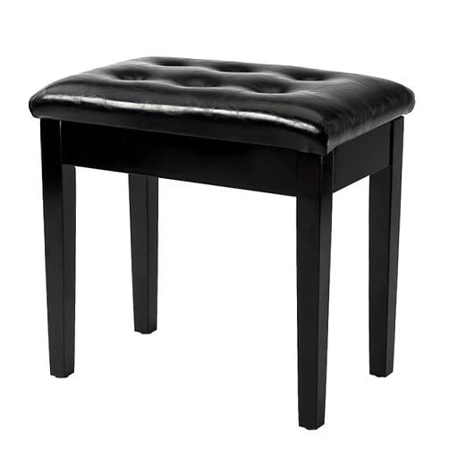 Bonnlo Wooden Piano Bench Keyboard Seat Stool with Music Storage and Padded Cushion - Black