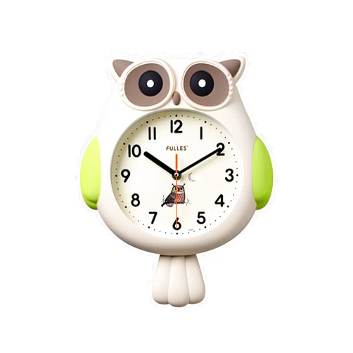 Ergocar Owl Wall Clock, No Tick Silent Modern Cartoon Wall Clock, Swing, Suitable for Living Room, Bedroom, Kitchen, Office