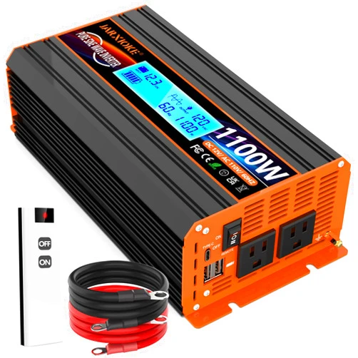 JARXIOKE 1100 Watt Pure Sine Wave Power Inverter 12V DC to 110V 120V Converter for Family RV Off Grid Solar System Car with Type-C Ports 2 AC Power Outlets Dual USB Ports LCD Display Wireless Remote Control…