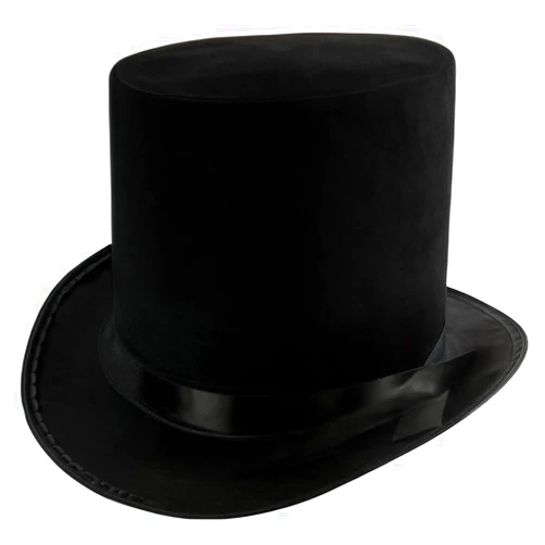 Funny Party Hats Black Top Hat - Victorian Hat For Men - Felt Tuxedo Costume Hat - Coachman Hat - Dress Up Hat