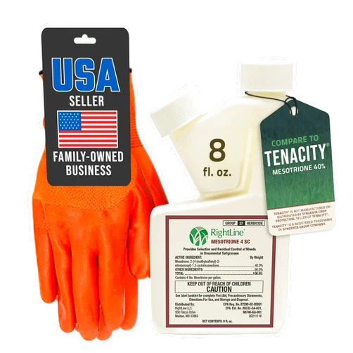 PetraMax Mesotrione 40% (Compare to Tenacity) - 8oz. Pre Emergent Weed Control for Lawns & Post Emergent Weed Control - Weed Preventer & Herbicide Weed Killer for Lush, Healthy Turf - Gloves Included