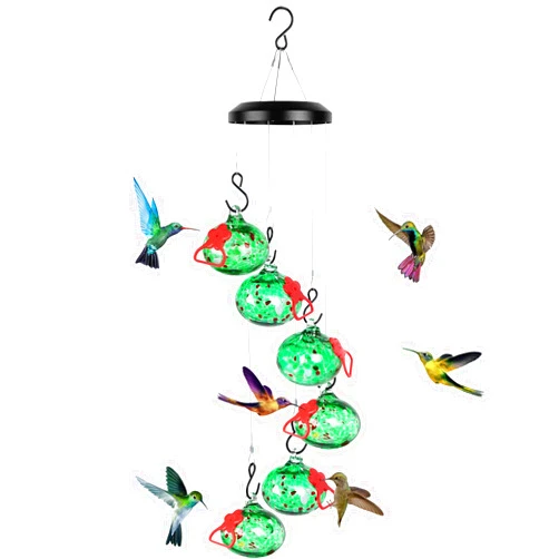 HEADAK LIFE Charming Wind Chimes Hummingbird feeders for Outdoors Hanging ant and bee Proof,Never Leak,Perfect Garden Decor for Outside(Green)…