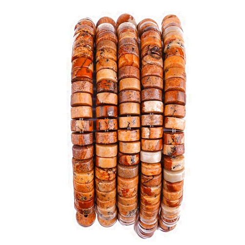 Beadia Natural Brown Picture Jasper Spacer Beads Caps Loose Semi Gemstone for Beading Jewelry Making 6mmx3mm 38cm