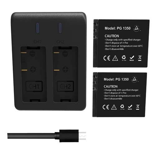 AKASO Brave 7 2 x 1350mAh Rechargeable Action Camera Battery with USB Dual Charger