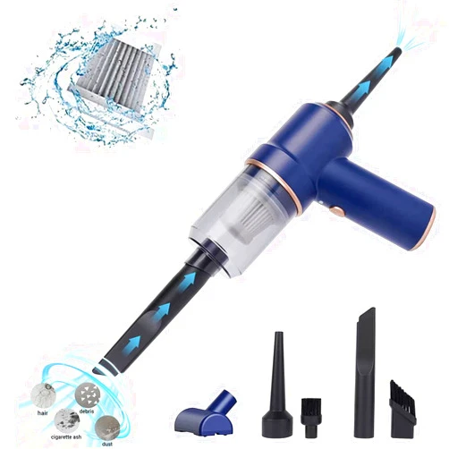 HUFATWINS Car Vacuum Cleaner Cordless,Handheld Vacuum Wireless &Air Duster ,Hand Held Vacuuming with 9000PA Suction 120W High Power, Portable Mini Vacuum Cleaner with LED Light for Car/Home/Office (Blue)