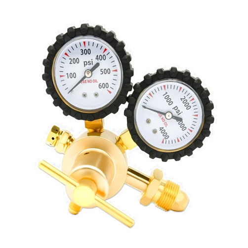 NAKAO Nitrogen Regulator 0-600PSI CGA580 Inlet, 1/4-Inch Male Flare Outlet Connection, Heavy-Duty Handle, Self-reseating Relief Valve, Nitrogen Regulator Hvac, Nitrogen Tank Regulator