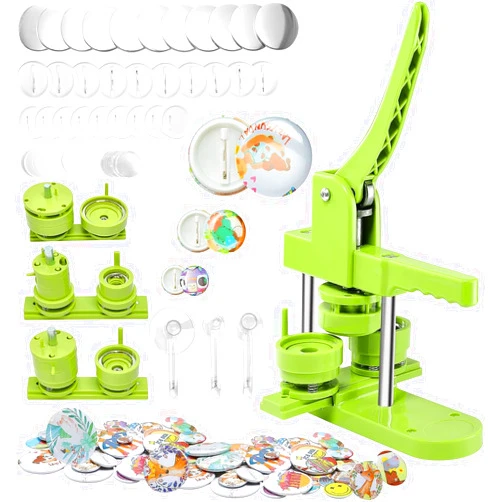 Aiment Button Maker Machine Multiple Sizes 400pcs: 25/44/75mm Badge Pin Maker Button Press with Free 400Pcs 1/1.73/3 inch Button Parts Pin Supplies & Circle Cutters & Pictures for Halloween DIY Gifts