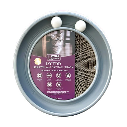 LYCTDD Cat Scratching Board,Cat Ball Track,Cat Scratchers for Indoor Cats,Cat Ball Toy Cat Toys for Bored Indoor Adult Cats for Kitten Mental Physical Exercise with Spare Ball to Prevent Loss (Grey)