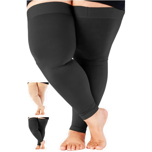 ABSOLUTE SUPPORT Compression Stockings for Women and Men 20-30mmHg - Unisex Footless Compression Thigh High Sleeve for Lymphedema, Sclerotherapy, Thrombosis, Post Surgery - Black, Medium
