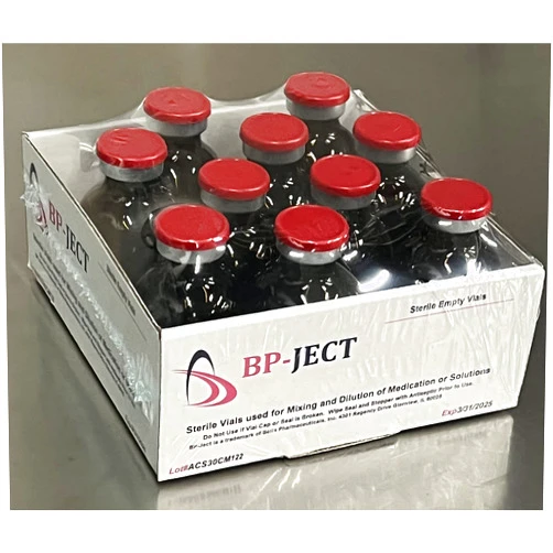 BPJect 30ml Sterile Amber Vials 10pk Red Flip Caps