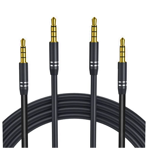 Jeselry 2 Pack 3.5mm Audio Cable Male to Male (4Ft/1.2M), 4 Pole Hi-Fi Stereo AUX Cord, Audio Jack Auxiliary Cord Extension Adapter for Headphones, Car and All 3.5 mm Enabled Devices - Black