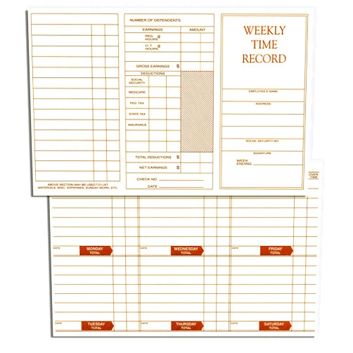 NextDayLabels - Weekly Employee Pocket Size Time Cards
