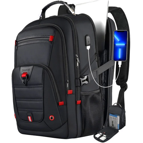Z-MGKISS Extra Large Travel Backpack, TSA Backpack 17.3 Inch, 50L Anti Theft 17 Inch Big Business Laptop Backpack, Gift for Men & Women, Water Resistant College Rucksack Bag with USB Port, Black