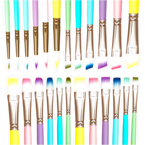 Zhanmai 24 Pcs Paint Brush Set Macaroon Color Paint Brushes Bulk 4 Type of Shapes in Different Sizes Paint Brushes for Acrylic Painting and Kids Nylon Hair Oil Watercolor Brushes for Drawing Supplies