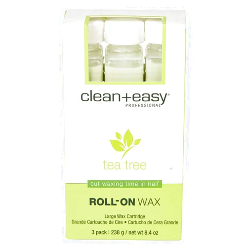 Clean + Easy Large Tea Tree Creme Wax Refill For Facial And Body Hair Removal - 3 pack