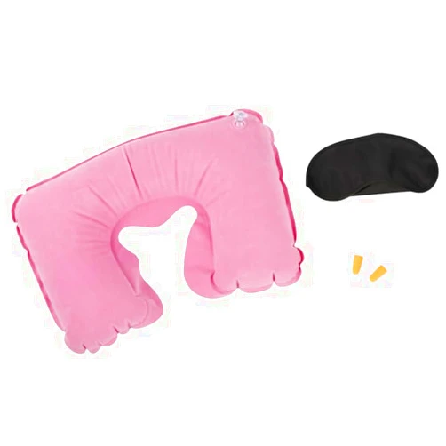 ASEANAO U-Shaped Inflatable Travel Neck Pillow,Airplanes Travel Light Neck Support Head Neck/Lumbar for Traveling (Pink)