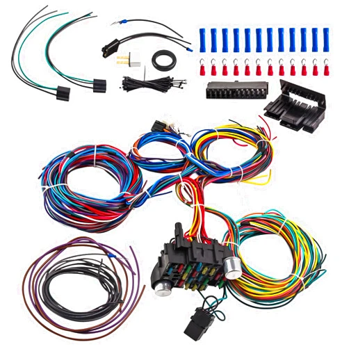 maXpeedingrods Wiring Harness kit 21 Circuit 17 Fuses kit Extra Long Universal for Chevy for Jeep for Ford for Hotrod for Chrysler Long Wires Standard Color Wiring Harness Kit